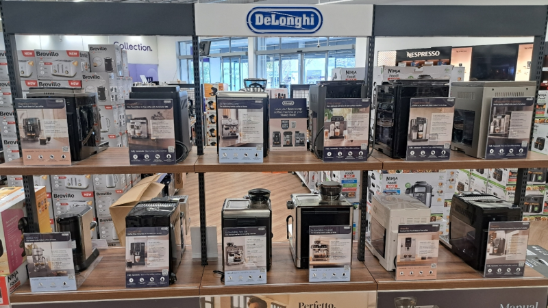 POS design and installation for DeLonghi by Retail Profiling, a field marketing agency in the UK and Europe