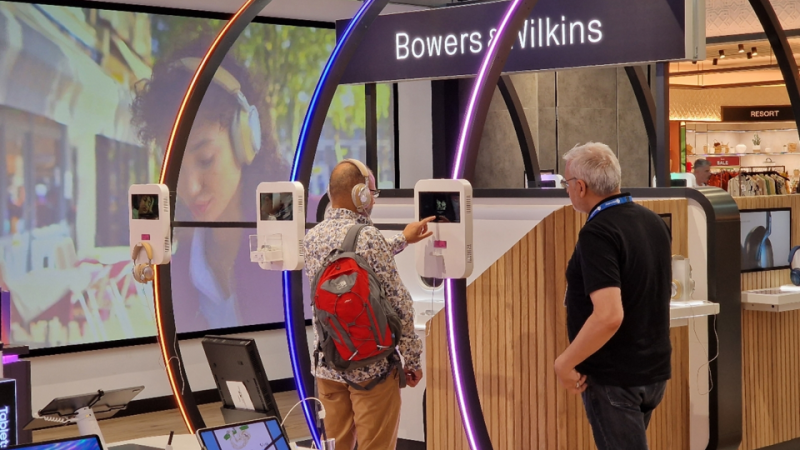 Travel retail support for Bowers & Wilkins in an airport terminal by Retail Profiling