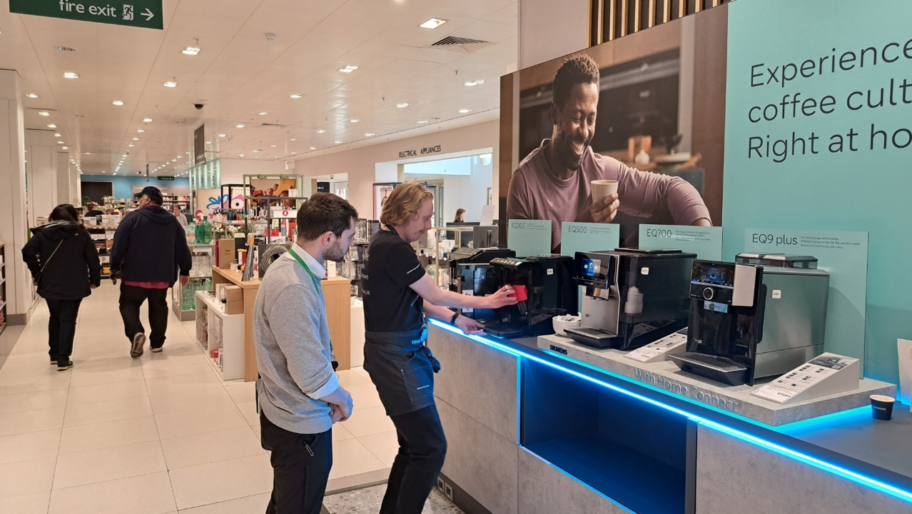 Branded space design in store for Siemens by Retail Profiling, a field marketing agency in the UK and Europe